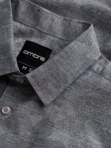 Ombre Klasyczna flanelowa męska koszula bawełniana w kwiaty - szara V3 OM-SHCS-0157 XL 6