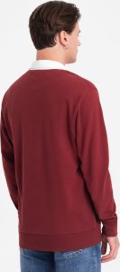 Ombre Bluza męska z białym kołnierzykiem polo - bordowa V3 OM-SSNZ-0132 XXL 6