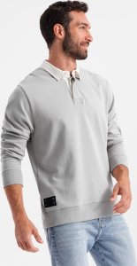 Ombre Bluza męska z białym kołnierzykiem polo - popielata V7 OM-SSNZ-0132 XL 2