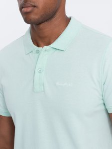 Ombre Koszulka polo z dzianiny pique - jasnozielona V1 S1746 L 3