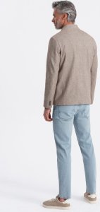 Ombre Stylowa marynarka męska bez klap - jasnobrązowa V2 OM-BLZB-0124 XL 11