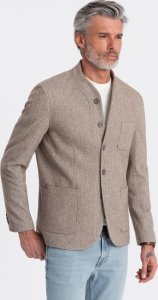 Ombre Stylowa marynarka męska bez klap - jasnobrązowa V2 OM-BLZB-0124 XL 4