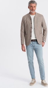 Ombre Stylowa marynarka męska bez klap - jasnobrązowa V2 OM-BLZB-0124 XL 5