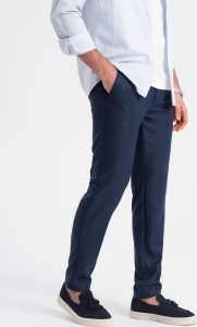 Ombre Spodnie męskie klasyczne chino SLIM FIT - granatowe V1 OM-PACP-0182 L 1