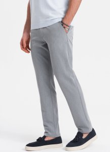 Ombre Eleganckie męskie spodnie chino SLIM FIT - jasnoszare V1 OM-PACP-0191 S 1