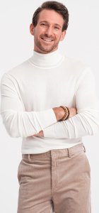 Ombre Męski dzianinowy dopasowany golf z wiskozą - ecru V3 OM-SWTN-0101 XXL 2