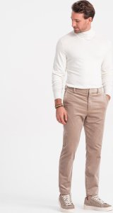 Ombre Męski dzianinowy dopasowany golf z wiskozą - ecru V3 OM-SWTN-0101 XXL 4