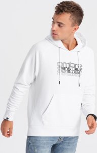 Ombre Męska bluza nierozpinana z kapturem i nadrukiem - biała V1 OM-SSPS-0153 XL 4