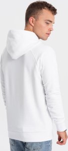 Ombre Męska bluza nierozpinana z kapturem i nadrukiem - biała V1 OM-SSPS-0153 XL 6