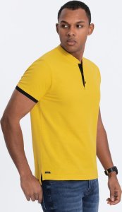 Ombre Męska koszulka polo bez kołnierzyka - żółta V9 OM-TSCT-0156 XXL 1