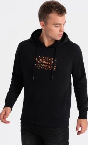 Ombre Bluza kangurka męska z kapturem i nadrukiem - czarna V2 OM-SSPS-0155 XL 2