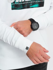 Ombre Męska bluza z nadrukiem zakładana przez głowę - biała V1 OM-SSPS-0156 M 5