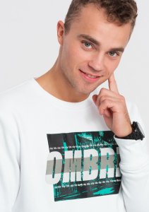 Ombre Męska bluza z nadrukiem zakładana przez głowę - biała V1 OM-SSPS-0156 L 2