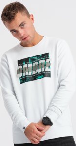 Ombre Męska bluza z nadrukiem zakładana przez głowę - biała V1 OM-SSPS-0156 L 3