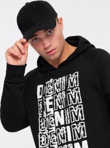 Ombre Męska bluza kangurka nierozpinana z kapturem i nadrukiem - czarna V1 OM-SSPS-0158 XL 2