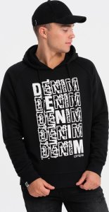 Ombre Męska bluza kangurka nierozpinana z kapturem i nadrukiem - czarna V1 OM-SSPS-0158 XL 3