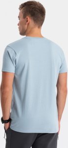 Ombre T-shirt męski bawełniany z nadrukiem na klatce piersiowej - jasnoniebieski V2 OM-TSPT-0167 XXL 7