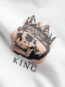 Ombre T-shirt męski bawełniany z nadrukiem na klatce piersiowej - biały V3 OM-TSPT-0167 L 2