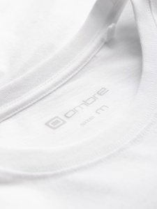 Ombre T-shirt męski bawełniany z nadrukiem na klatce piersiowej - biały V3 OM-TSPT-0167 L 6