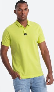 Ombre Koszulka męska polo z kołnierzykiem - limonkowa V8 S1745 XL 1