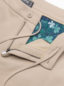 Ombre Męskie szorty ze strukturalnej dzianiny SLIM FIT - piaskowe V3 OM-SRCS-0126 XXL 5