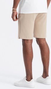 Ombre Męskie szorty ze strukturalnej dzianiny SLIM FIT - piaskowe V3 OM-SRCS-0126 XXL 7