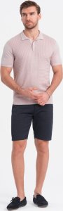 Ombre Męskie szorty ze strukturalnej dzianiny z kieszeniami chino - granatowe V1 OM-SRCS-0128 S 2