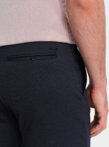 Ombre Męskie szorty ze strukturalnej dzianiny z kieszeniami chino - granatowe V1 OM-SRCS-0128 S 5