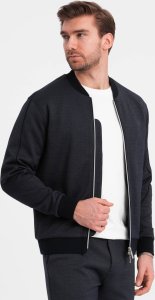 Ombre Komplet męski kurtka + szorty z dzianiny żakardowej - granatowy V1 Z73 M 2