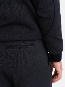 Ombre Komplet męski kurtka + szorty z dzianiny żakardowej - granatowy V1 Z73 M 8