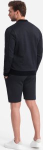 Ombre Komplet męski kurtka + szorty z dzianiny żakardowej - granatowy V1 Z73 M 9