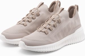 Ombre Wsuwane męskie buty sneakersy wykonane z lekkich materiałów - beżowe V3 OM-FOKS-0149 41 3