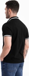 Ombre Męska koszulka polo z elastanem z kontrastowymi elementami - czarna V2 OM-POSS-0123 L 11