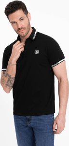 Ombre Męska koszulka polo z elastanem z kontrastowymi elementami - czarna V2 OM-POSS-0123 L 4