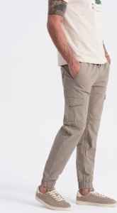 Ombre Męskie spodnie JOGGERY z zapinanymi kieszeniami cargo - beżowe V2 OM-PAJO-0123 XXL 4
