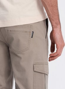 Ombre Męskie spodnie JOGGERY z zapinanymi kieszeniami cargo - beżowe V2 OM-PAJO-0123 XXL 6