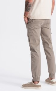 Ombre Męskie spodnie JOGGERY z zapinanymi kieszeniami cargo - beżowe V2 OM-PAJO-0123 XXL 7
