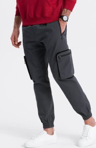 Ombre Męskie spodnie JOGGERY z odstającymi i zapinanymi kieszeniami cargo - grafitowe V6 OM-PAJO-0135 XL 4