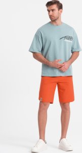 Ombre Męskie szorty dresowe z zaokrągloną nogawką - pomarańczowe V5 OM-SRSK-0105 M 3