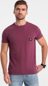 Ombre Męski casualowy t-shirt z naszytą kieszonką - ciemnoróżowy V5 OM-TSCT-0109 M 1