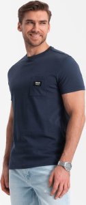 Ombre Męski casualowy t-shirt z naszytą kieszonką - granatowy V10 OM-TSCT-0109 S 3