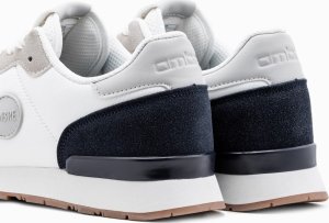 Ombre Buty męskie sneakersy z łączonych materiałów i siateczką - biało-granatowe V3 OM-FOSL-0155 41 3
