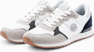 Ombre Buty męskie sneakersy z łączonych materiałów i siateczką - biało-granatowe V3 OM-FOSL-0155 41 4