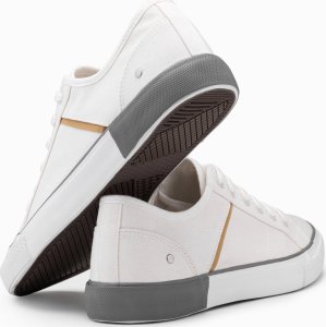 Ombre Klasyczne męskie trampki z nitami - białe V3 OM-FOTL-0147 44 7