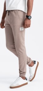 Ombre Męskie spodnie dresowe ze strukturalnej dzianiny - kawowe V2 OM-PASK-0211 L 4