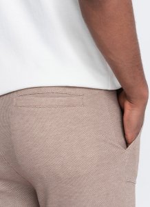 Ombre Męskie spodnie dresowe ze strukturalnej dzianiny - kawowe V2 OM-PASK-0211 L 5