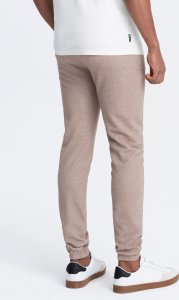Ombre Męskie spodnie dresowe ze strukturalnej dzianiny - kawowe V2 OM-PASK-0211 L 6