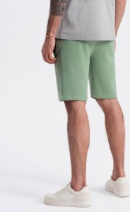 Ombre Męskie spodenki dzianinowe ze ściągaczem i kieszeniami - zielone V3 OM-SRBS-0139 L 9