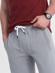 Ombre Męskie dzianinowe spodenki ze ściągaczem i kieszeniami - szare V8 OM-SRBS-0139 S 2
