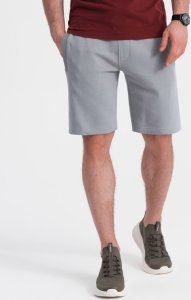 Ombre Męskie dzianinowe spodenki ze ściągaczem i kieszeniami - szare V8 OM-SRBS-0139 S 3